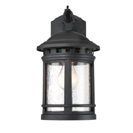 Westinghouse Fixture Wall Outdoor 60W Sargut, Textured Black Clear Seeded Glass 6114100